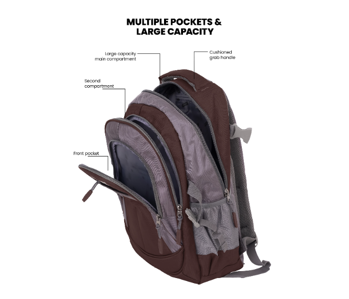 Para John PJSB6010A16 16-Inch School Backpack with Front Organizer Pocket & Side Mesh Holders Coffee in UAE
