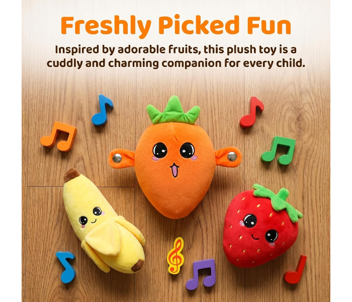 COMBO 3 Interactive Banana/carrot/stwaberry - Soft Sensory Music Plush with Sounds, Strawberry Carrot Musical Plush for Parent-Child Fun and Early Learning in UAE