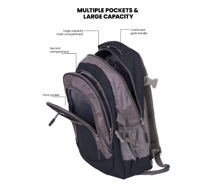 Para John PJSB6010A16 16-Inch School Backpack with Front Organizer Pocket & Side Mesh Holders Navy Blue in UAE