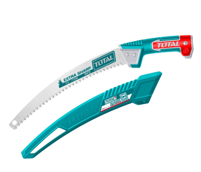 TOTAL 13-Inch Pruning Saw, SK5 High Carbon Steel, 7TPI Triple Edge Teeth with Protective PP Shell, Professional Garden Hand Tool, in UAE