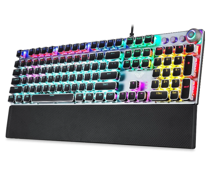 AULA F2088 RGB Wired Mechanical Gaming Keyboard With Knob | Black, Blue Switch (F2088B) in UAE