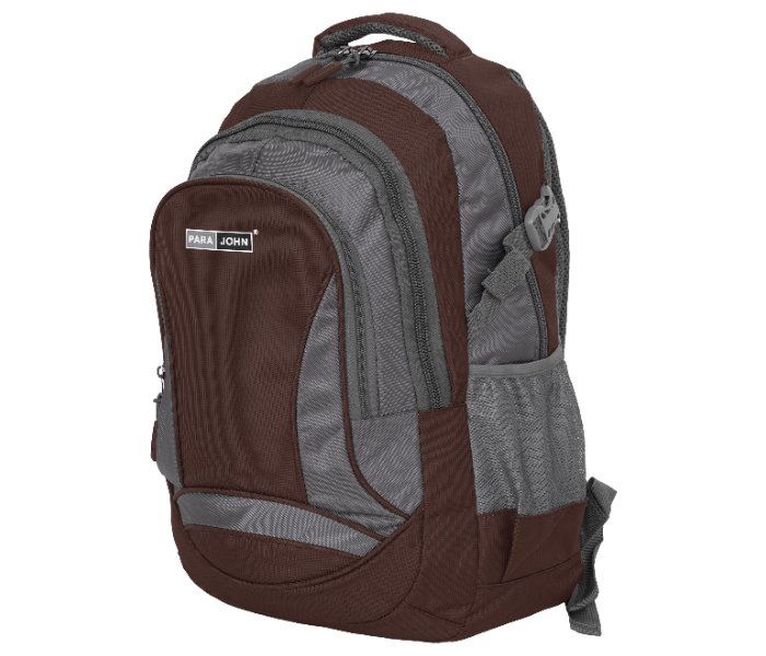 Para John PJSB6009A14 14-Inch Multi-Compartment School Backpack with Front Organizer Pocket, Side Mesh Pockets & Comfort Straps Coffee Brown in UAE
