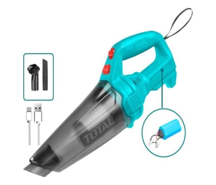 TOTAL P20S Cordless Handheld Vacuum Cleaner 20V Lithium Battery, Portable Wet & Dry Vacuum, 9kPa Powerful Suction, Rechargeable Mini Vacuum Cleaner with Brush & Crevice Nozzle in UAE