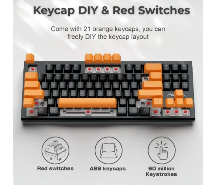 AULA F3032 Wired RGB Backlight Mechanical Gaming Keyboard | Orange + Black, Red Switch (F3032OBRd) in UAE