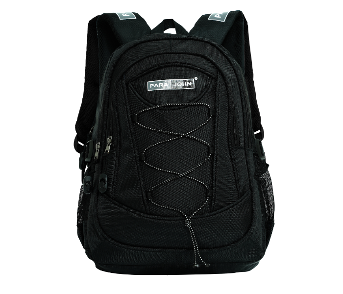 Para John PJSB6008A18 18-Inch School Backpack with Front Bungee Cord Storage, Multi Compartments & Side Mesh Pockets Black in UAE