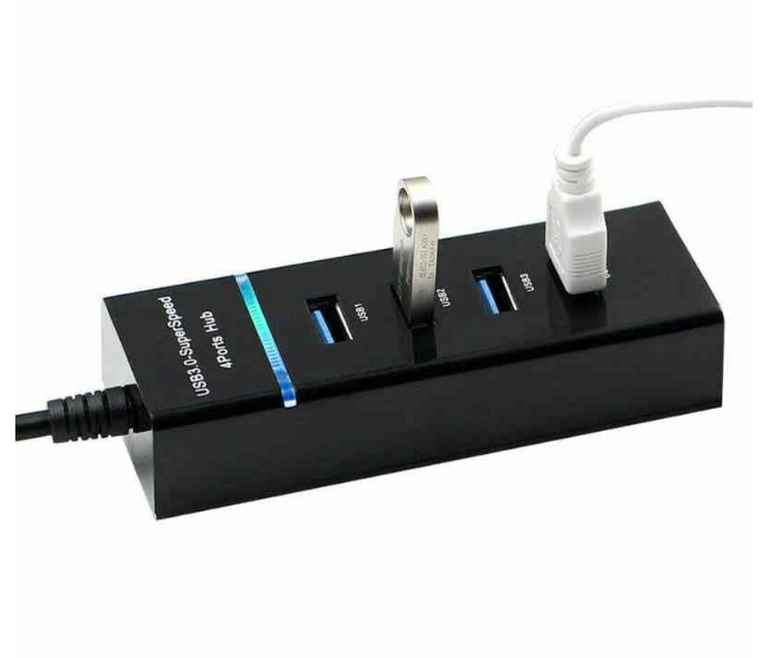 USB 3.0 4-Port Hub with 30cm Cable | 5Gbps SuperSpeed USB Splitter | Plug & Play Multi USB Adapter for Laptop, PC, Mac, Keyboard, Mouse & Flash Drive in UAE