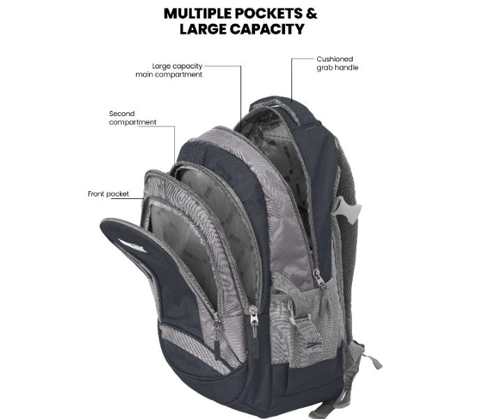 Para John PJSB6009A14 14-Inch Multi-Compartment School Backpack with Front Organizer Pocket, Side Mesh Pockets & Comfort Straps Dark Navy Blue in UAE