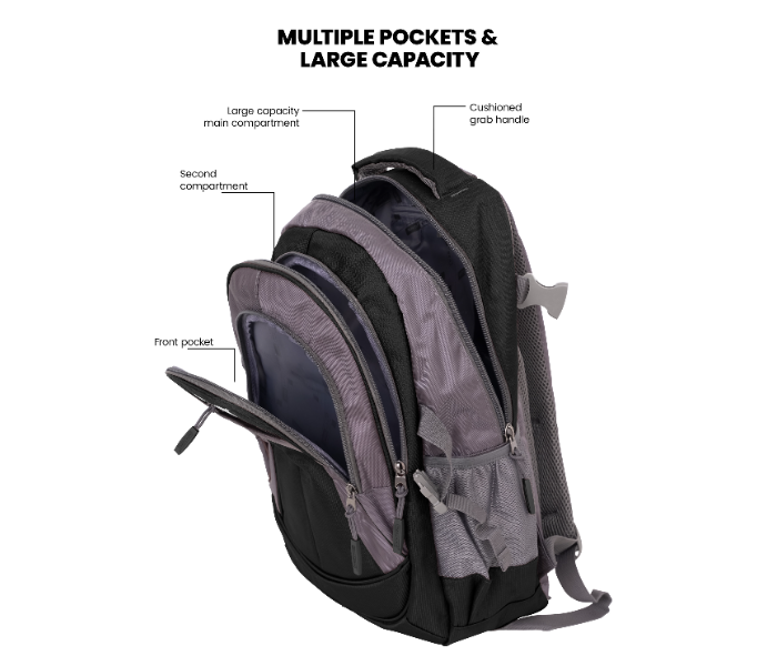 Para John PJSB6010A16 16-Inch School Backpack with Front Organizer Pocket & Side Mesh Holders Black in UAE
