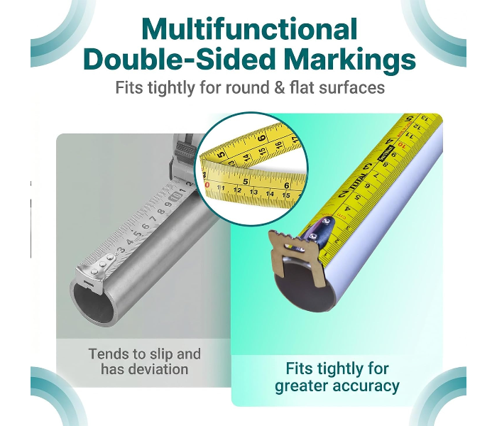TOTAL 10m x 25mm Professional Measuring Tape – Double-Sided Metric & Inch Steel Tape Measure with Three-Button Lock System and Continuous Marking Blade in UAE