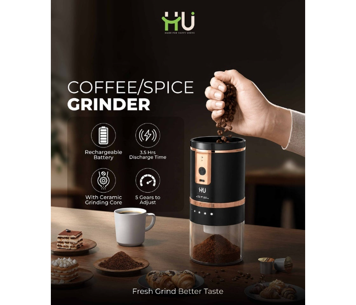 Rechargeable Coffee & Spice Grinder 250ml – Portable Electric Grinder with 5 Adjustable Grind Settings, 1200mAh Battery & Type-C Charging in UAE
