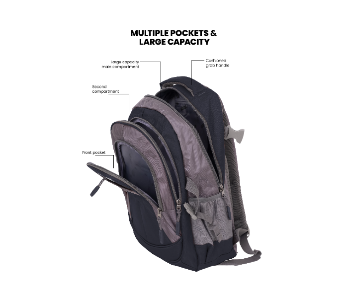 Para John PJSB6010A16 16-Inch School Backpack with Front Organizer Pocket & Side Mesh Holders Navy Blue in UAE