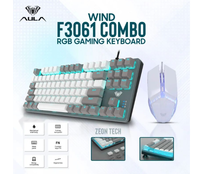 AULA F3061 Membrane Gaming Keyboard + Mouse Combo – Grey in UAE