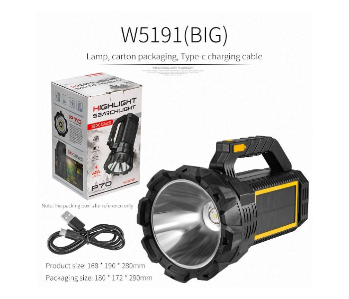 Solar Power LED FlashLight Search Light 3 Solar Panels Rechargeable with Handle for Hunting Camping Hiking Emergency in UAE