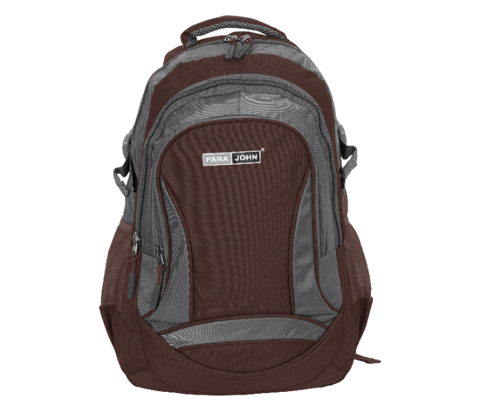 Para John PJSB6009A14 14-Inch Multi-Compartment School Backpack with Front Organizer Pocket, Side Mesh Pockets & Comfort Straps Coffee Brown in UAE