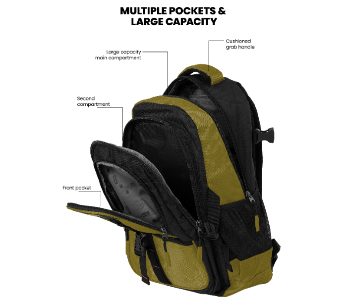 Para John PJSB6007A18 Multi-Compartment Stylish Student Backpack 18 Inch - Olive Green in UAE