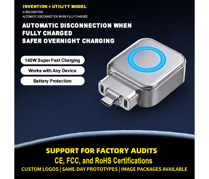 140W Smart Full Charge Auto Cut Off Type-C Adapter Universal AI Charging Separator for Phones Tablets Laptops in UAE