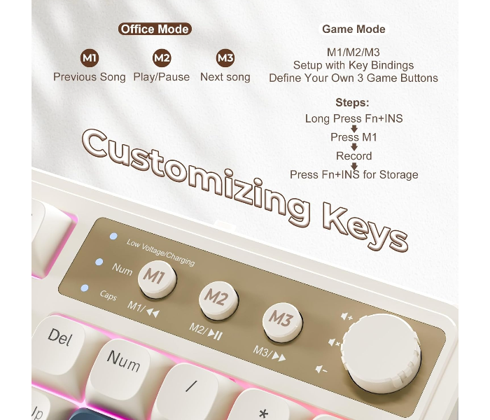 AULA S99 Gaming Keyboard, Wireless Computer Keyboards, Tri-Mode Bluetooth/2.4GHz/USB-C Custom Creamy Keyboard with Number Pad, RGB Backlit Media Knob Cute Programmable Keyboard for PC Gamer - Green in UAE