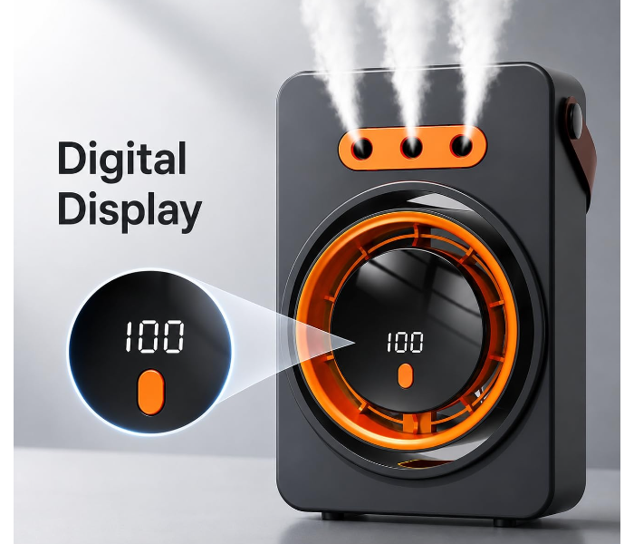 3 Hole Bladeless Mist Fan with Air Purifier Energy Saving LED Lighting Digital Display 2000mAh Battery for Car & Hotel Use in UAE