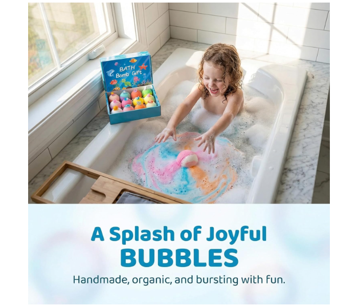 Kids Bath Bomb Set with Surprise Toys Inside, 12 Colorful Fizzies for Bubble Tub Fun, Easter Basket Gift for Boys Girls in UAE