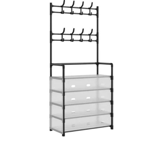 Multi-Purpose 5 Metal Multi-Layer Shoe & Hat Hanging Bag Door Storage Coat Rack, Black, Easy Assembly, No Wood Material, Multi-Functional Household Organize in UAE