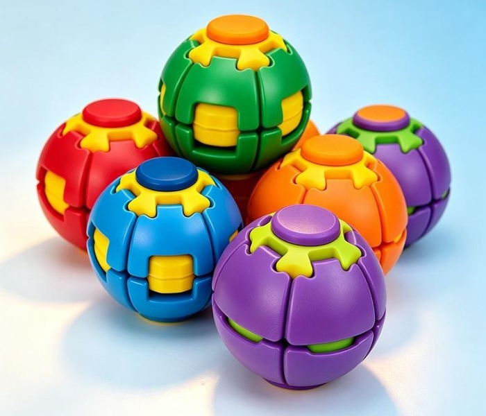 Pressable Spinning Ball Fidget Toy – Smooth Press-to-Spin Sensory Toy | 4-Color Mixed Pack in UAE