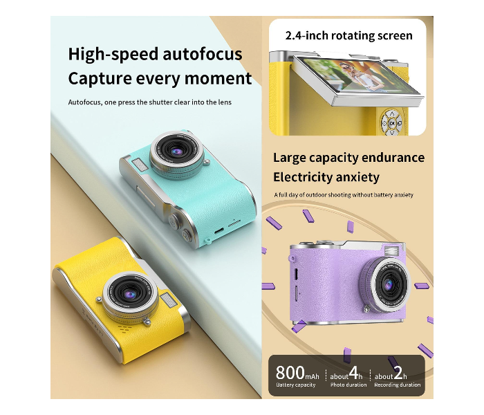 LK007 2.4 inch HD CCD Camera Retro Kids Camera(YELLOW) in UAE