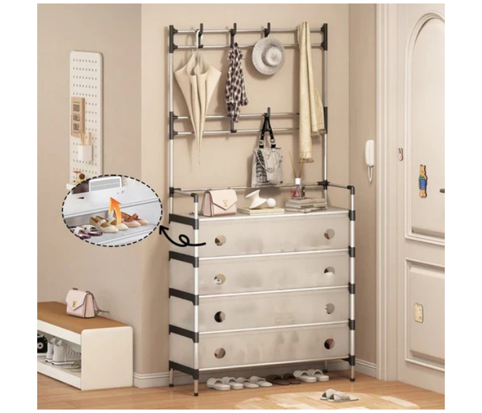 Multi-Purpose 5 Metal Multi-Layer Shoe & Hat Hanging Bag Door Storage Coat Rack, Black, Easy Assembly, No Wood Material, Multi-Functional Household Organize in UAE