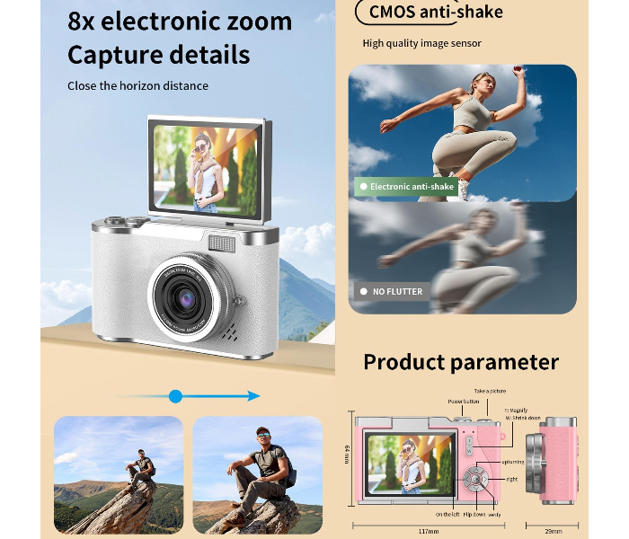 LK007 2.4 inch HD CCD Camera Retro Kids Camera(Black) in UAE
