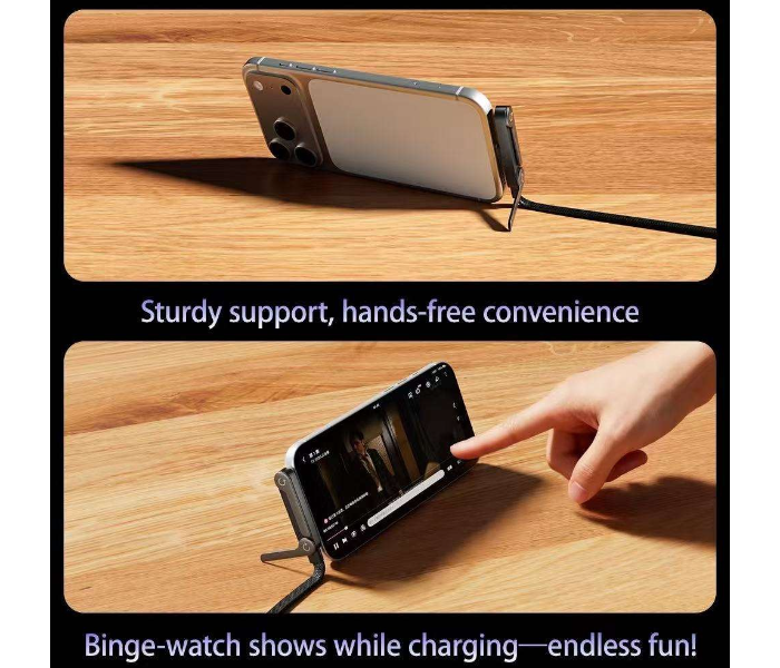 2-in-1 Cable 1.5 m Original Invisible Stand Charger Cable, USB C to USB C 240W PD Fast Charging Wire for Gaming Setup, Office Desk & Home Charging (Compatible with Mobile,Laptop,Tablet,Speaker, Black, One Cable, USB Type C To USB Type C) in UAE