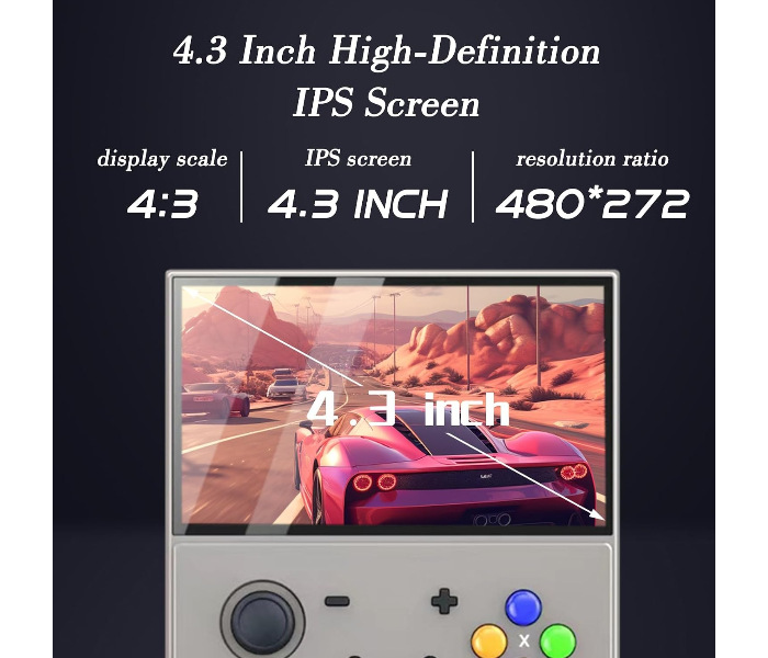 M18 Retro Handheld Game Console 4.3 Inch IPS Screen Linux OS Built-in 64G TF Retro Video Games Consoles Portable Pocket Video Player 5500+ Games (Gray) in UAE