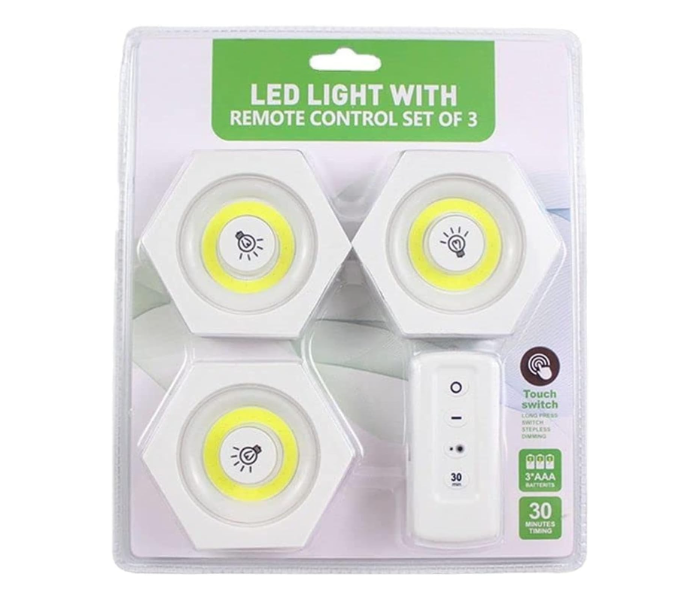 Set of 3 LED Puck Lights with Remote Control in UAE