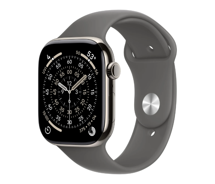 Apple Watch Series 11 GPS And Cellular 46mm With Case And Stone Grey Sport Band - Natural Titanium in UAE