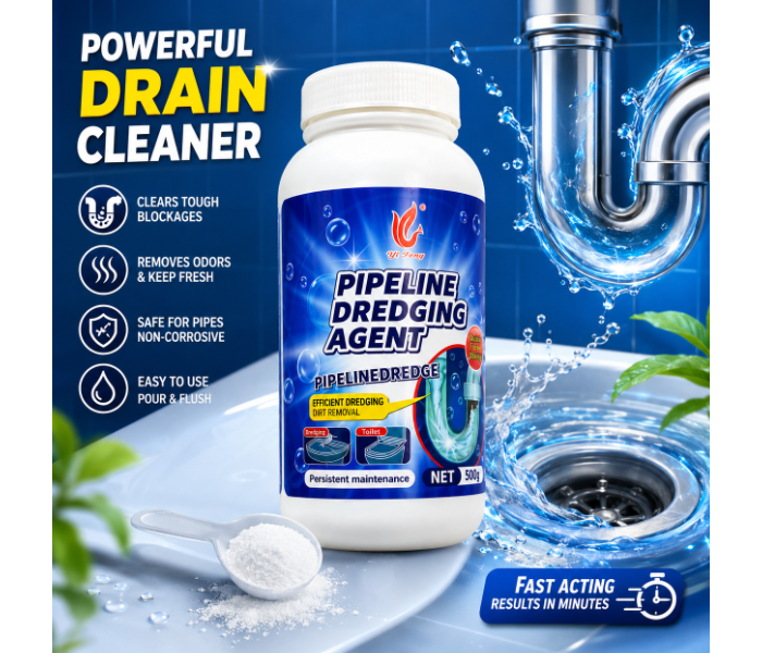 Pipeline Dredging Agent 500g Drain Cleaner Powder – Powerful Pipe & Toilet Clog Remover for Kitchen Sinks, Bathroom Drains & Sewer Pipes – Fast-Acting Drain Cleaning Formula in UAE