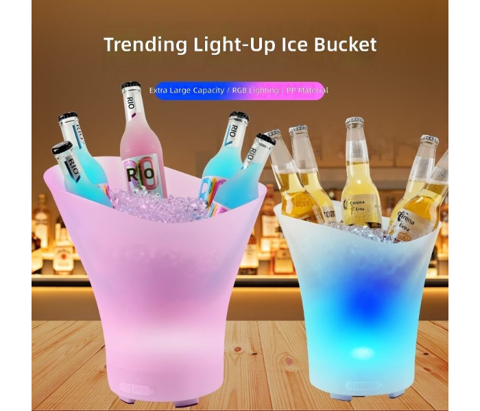 LED Ice Bucket for 5.0 Wireless Speaker Rechargeable Wine Beer Drink Container RGB Color Changing 5W Output 5L in UAE