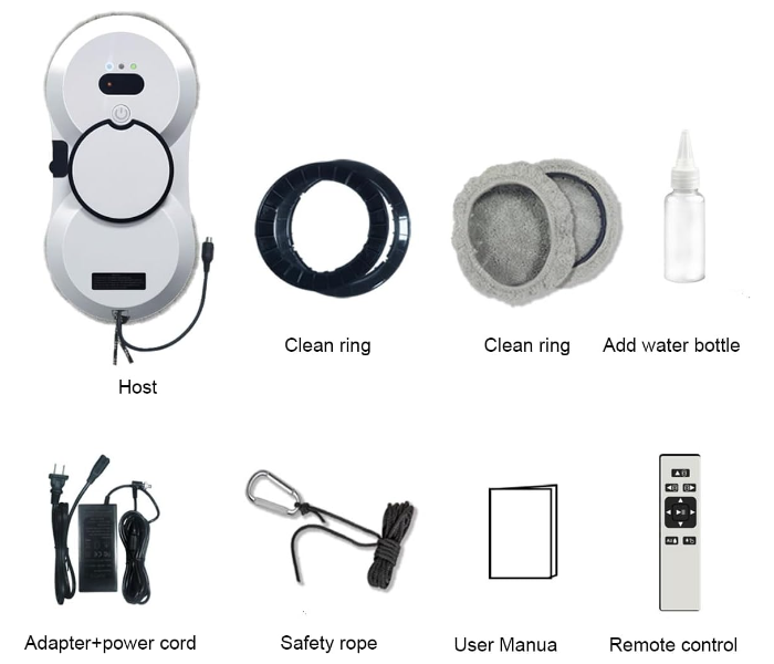 Window Cleaner Robot with Ultrasonic 5600PA Auto Water Glass Cleaning Automatic Smart Robot Cleaner, Remote Control Window Vacuum Cleaner with Control Windows/Tiles/Class Door Indoor Outdoor in UAE