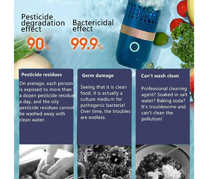 Capsule Fruit and Vegetable Purifier Portable USB Wireless Food Cleaner Vegetable Washing Machine for Fruit, Vegetable, Meat in UAE