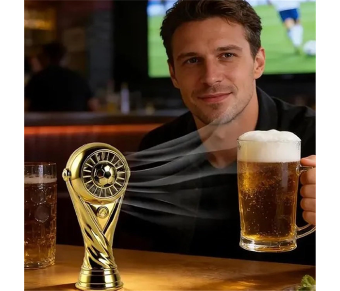 Portable Football Cup Shape Fan USB Rechargeable Variable Speed Football Trophy Shape Mini Fan Strong Airflow Handheld Fan Cooler For Outdoor Football Game Watching Travel in UAE