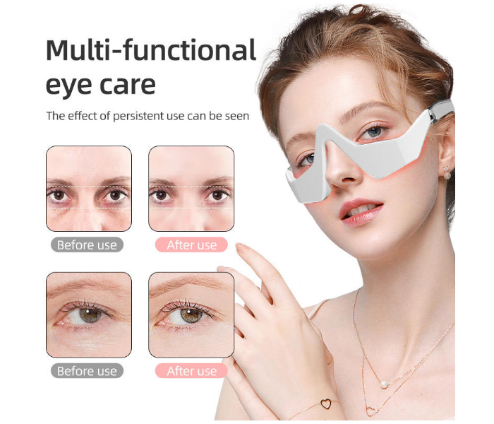 Eye Massager LED Light Therapy Beauty Instrument One Size Skin Rejuvenation & Anti-Aging Glasses White/Red Model in UAE