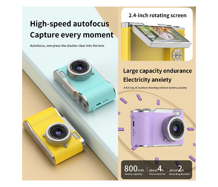 LK007 2.4 inch HD CCD Camera Retro Kids Camera(Black) in UAE