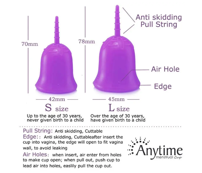 Anytime Reusable Menstrual Period Cup Medical Grade Silicone in UAE