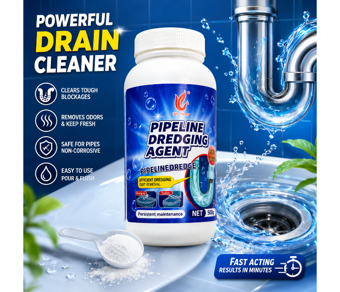 Pipeline Dredging Agent 500g Drain Cleaner Powder – Powerful Pipe & Toilet Clog Remover for Kitchen Sinks, Bathroom Drains & Sewer Pipes – Fast-Acting Drain Cleaning Formula in UAE
