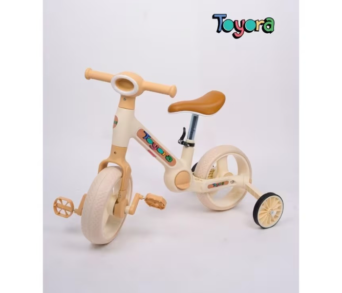 3-in-1 Kids Balance Bike with Pedals & Training Wheels, Toddler Bicycle Learning Bike for Boys & Girls 2-5 Years, Adjustable Seat, Lightweight Kids Ride On Training Bike, Beginner Pedal Balance Bicycle for Indoor Outdoor Play, Stable Toddler Learning Bike Toy - Beige in UAE