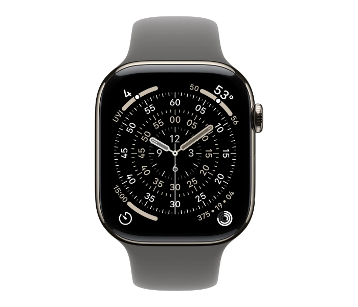 Apple Watch Series 11 GPS And Cellular 46mm With Case And Stone Grey Sport Band - Natural Titanium in UAE