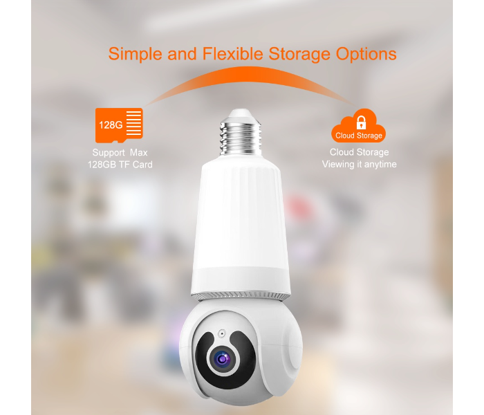 Light Bulb Security Camera, 360° Pan Tilt, 3MP HD Video, Night Vision, Motion Alerts, WiFi Smart Camera with LED Light in UAE