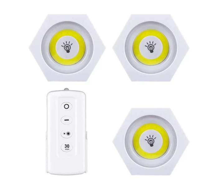 Set of 3 LED Puck Lights with Remote Control in UAE