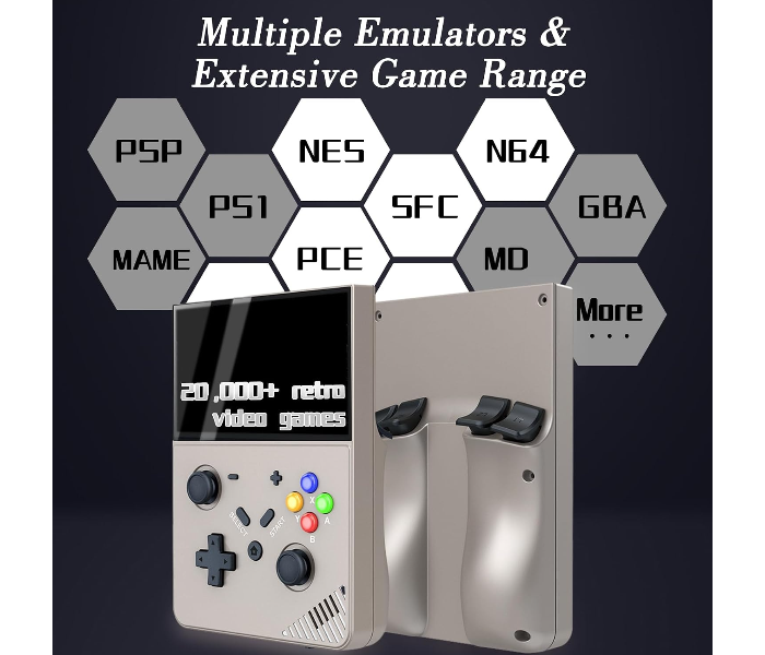 M18 Retro Handheld Game Console 4.3 Inch IPS Screen Linux OS Built-in 64G TF Retro Video Games Consoles Portable Pocket Video Player 5500+ Games (Gray) in UAE