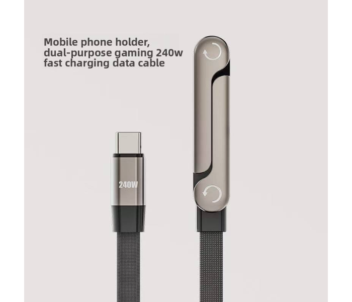 2-in-1 Cable 1.5 m Original Invisible Stand Charger Cable, USB C to USB C 240W PD Fast Charging Wire for Gaming Setup, Office Desk & Home Charging (Compatible with Mobile,Laptop,Tablet,Speaker, Black, One Cable, USB Type C To USB Type C) in UAE