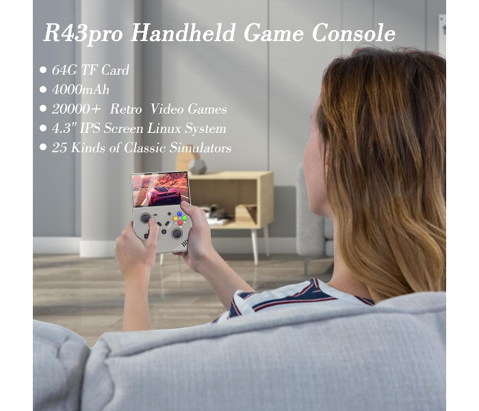 M18 Retro Handheld Game Console 4.3 Inch IPS Screen Linux OS Built-in 64G TF Retro Video Games Consoles Portable Pocket Video Player 5500+ Games (Gray) in UAE