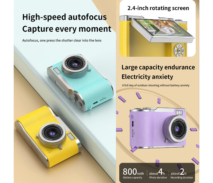 LK007 2.4 inch HD CCD Camera Retro Kids Camera(PINK) in UAE