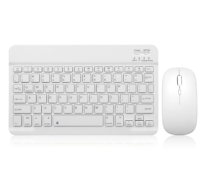 Ultra-Slim Bluetooth Keyboard Portable Mini Wireless Keyboard Rechargeable for Apple iPad iPhone Samsung Tablet Phone Smartphone iOS Android Windows (10 inch white) in UAE